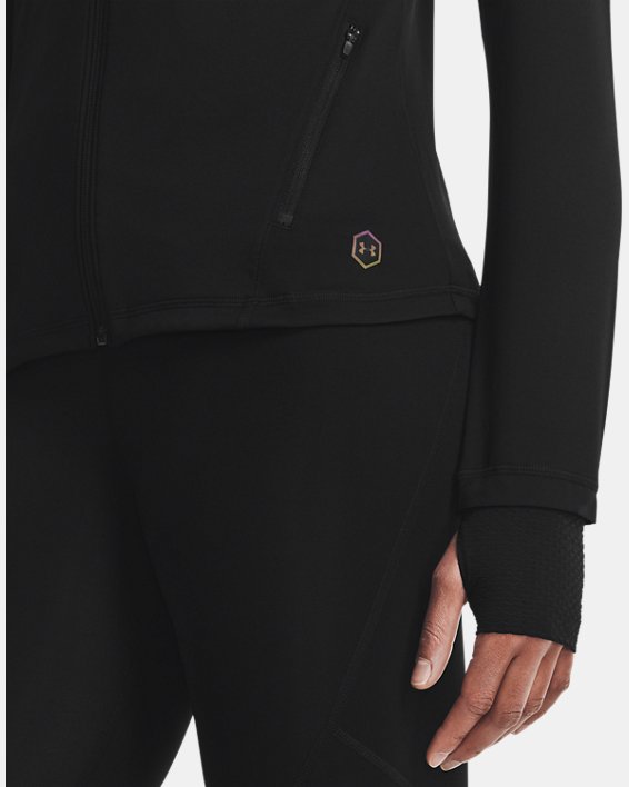 Damen UA RUSH™ Oberteil mit durchgehendem Zip, Black, pdpMainDesktop image number 4